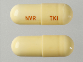 Pill NVR TKI Yellow Capsule/Oblong is Tasigna