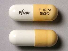 Pill Pfizer TKN 500 Peach & White Capsule/Oblong is Dofetilide