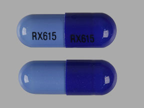 Pill RX615 RX615 Blue Capsule/Oblong is Doxycycline Monohydrate