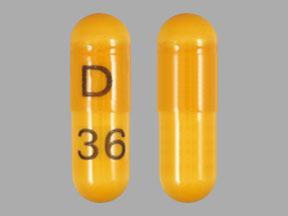Pill D 36 Yellow Capsule/Oblong is Efavirenz