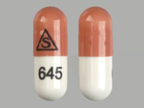 Pill S 645 Orange & White Capsule/Oblong is Tacrolimus