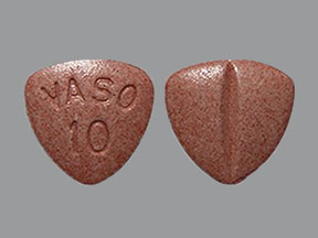 Pill VASO 10 Red Three-sided is Enalapril Maleate
