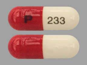 Pill P 233 Red & White Capsule/Oblong is Piroxicam