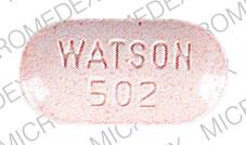 Acetaminophen and hydrocodone bitartrate 650 mg / 7.5 mg WATSON 502 Front