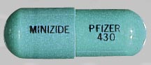 Pill MINIZIDE PFIZER 430 Green Capsule/Oblong is Minizide
