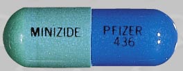 Pill MINIZIDE PFIZER 436 Green Capsule/Oblong is Minizide
