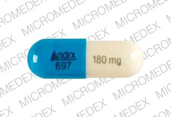 Andrx 697 180mg Pill Blue Beige Capsule/Oblong - Pill Identifier