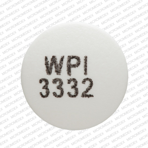 Pill WPI 3332 White Round is Bupropion Hydrochloride Extended-Release (XL)