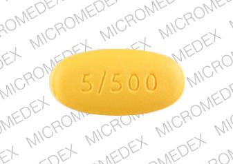 Glyburide and metformin hydrochloride 5 mg / 500 mg Logo 5712 5/500 Back