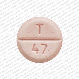 Pill T 47 Pink Round is Clorazepate Dipotassium
