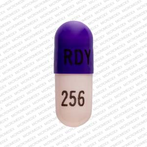 Pill RDY 256 Purple Capsule/Oblong is Ziprasidone Hydrochloride