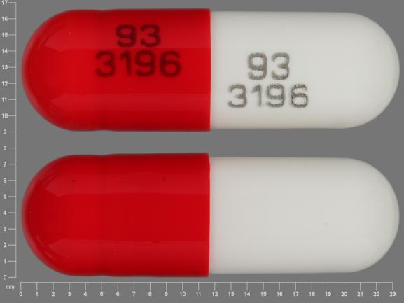 Pill 93 3196 93 3196 Orange & White Capsule/Oblong is Cefadroxil Monohydate