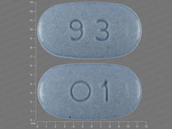 Pill 93 O1 Blue Oval is Oxymorphone Hydrochloride