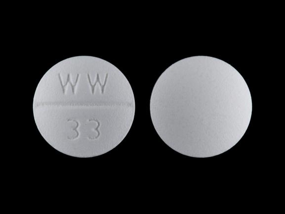 Pill WW 33 White Round is Isosorbide Mononitrate