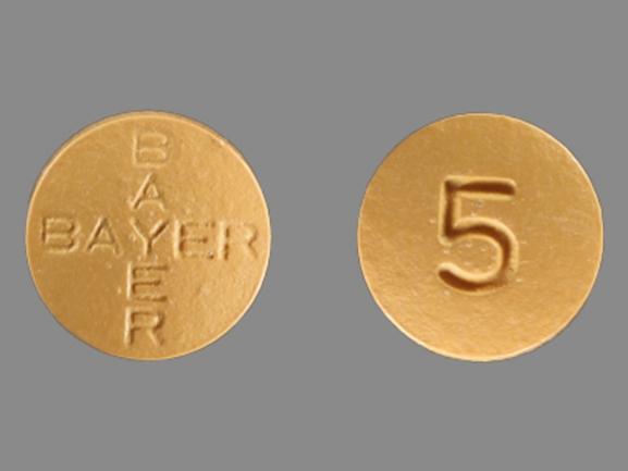 Pill BAYER BAYER 5 Orange Round is Levitra