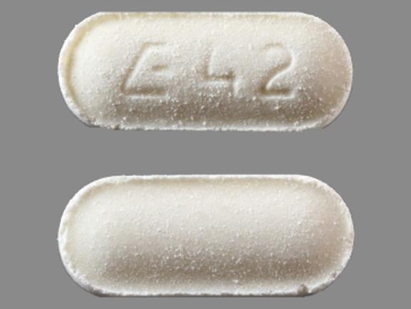 Pill E 42 White Oval is Fosinopril Sodium