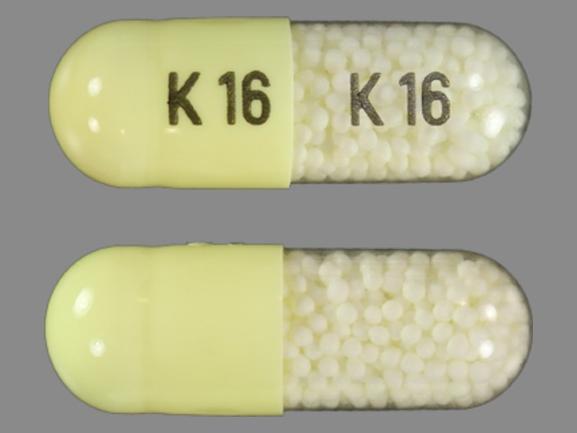 Pill K 16 K 16 Yellow Capsule/Oblong is Indomethacin Extended Release