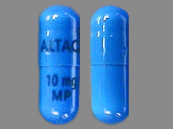 Pill ALTACE 10mg MP Blue Capsule/Oblong is Altace