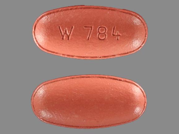 Pill W784 Red Oval is Carbidopa, Entacapone and Levodopa