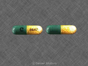 Pill C 8647 Green & Yellow Capsule/Oblong is Bontril Slow Release