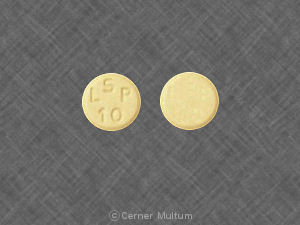 Pill LSP 10 Yellow Round is Lisinopril