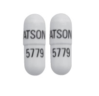 Pill WATSON 5779 White Capsule/Oblong is Nitrofurantoin (Macrocrystals)
