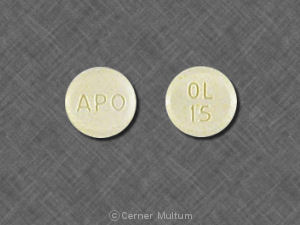 Pill APO OL 15 Yellow Round is Olanzapine (Orally Disintegrating)
