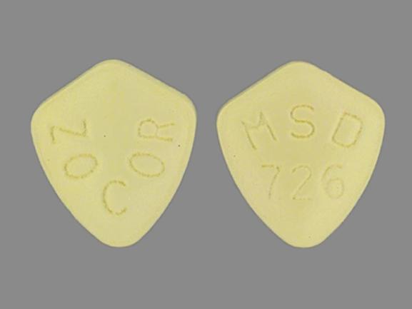 Pill ZOCOR MSD 726 Yellow U-shape is Zocor