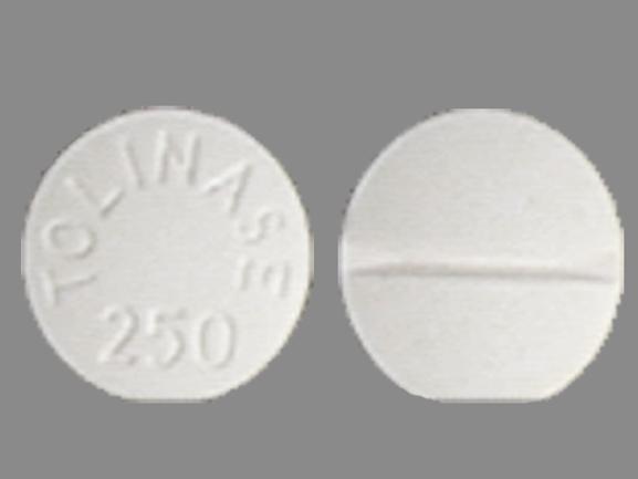 Pill TOLINASE 250 White Round is Tolinase