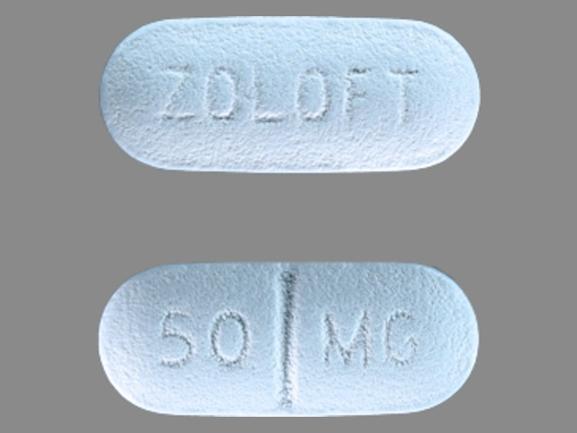 ZOLOFT 50 MG Pill Blue Oval 10mm Pill Identifier