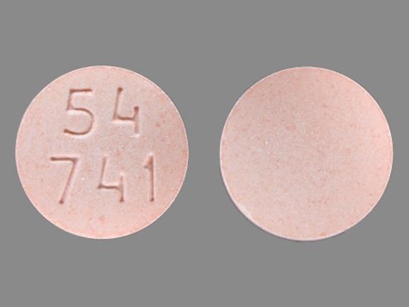 Pill 54 741 Pink Round is Montelukast Sodium (Chewable)