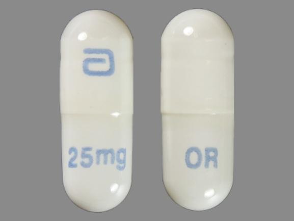 Pill a 25mg OR White Capsule/Oblong is Gengraf