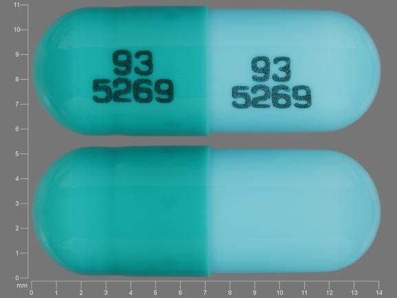 Pill 93 5269 93 5269 Green & Turquoise Capsule/Oblong is Zaleplon