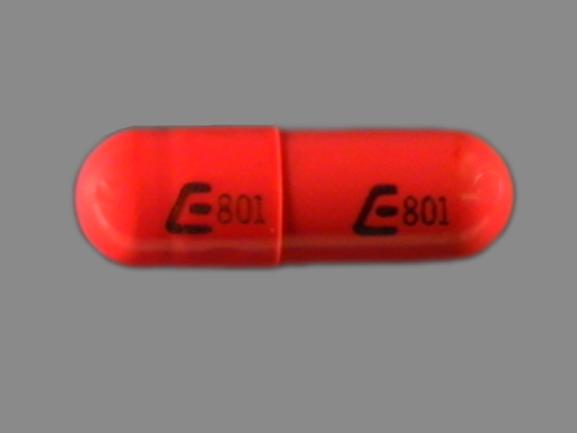 Pill E 801 E 801 Orange Capsule/Oblong is Rifampin