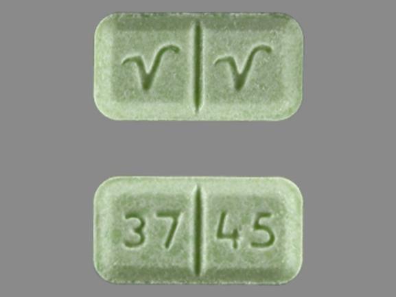 Pill 37 45 V V Green Rectangle is Glimepiride