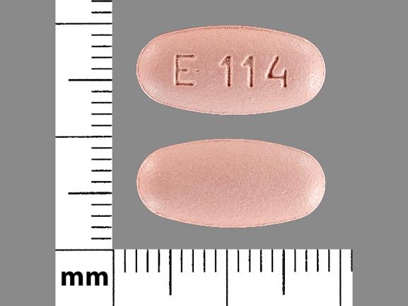 Pill E114 Pink Oval is Valganciclovir Hydrochloride