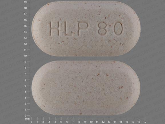 Pill HLP 80 Brown Oval is Pravastatin Sodium