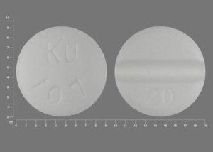 Pill KU 107 20 White Round is Isosorbide Mononitrate