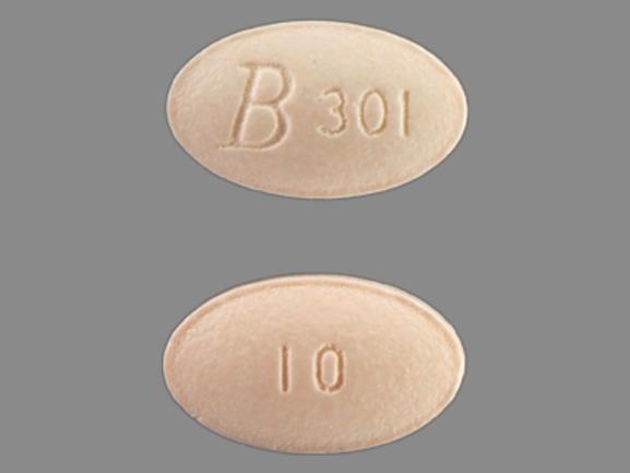 Pill B301 10 Peach Oval is Simvastatin