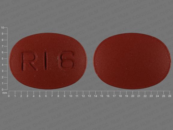 Pill RI6 Brown Oval is Risperidone