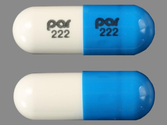 Pill par 222 par 222 Blue & White Capsule/Oblong is Doxepin Hydrochloride