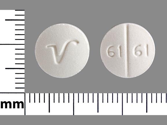 Pill V 61 61 White Round is Trazodone Hydrochloride