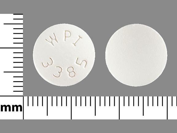 Pill WPI 3385 White Round is Bupropion Hydrochloride Extended-Release (SR)