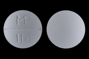 Pill MP 118 White Round is Trazodone Hydrochloride