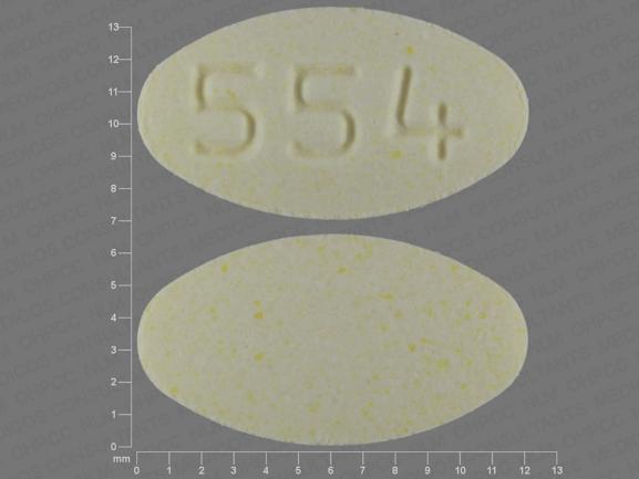 Pill 554 Yellow Oval is Olanzapine