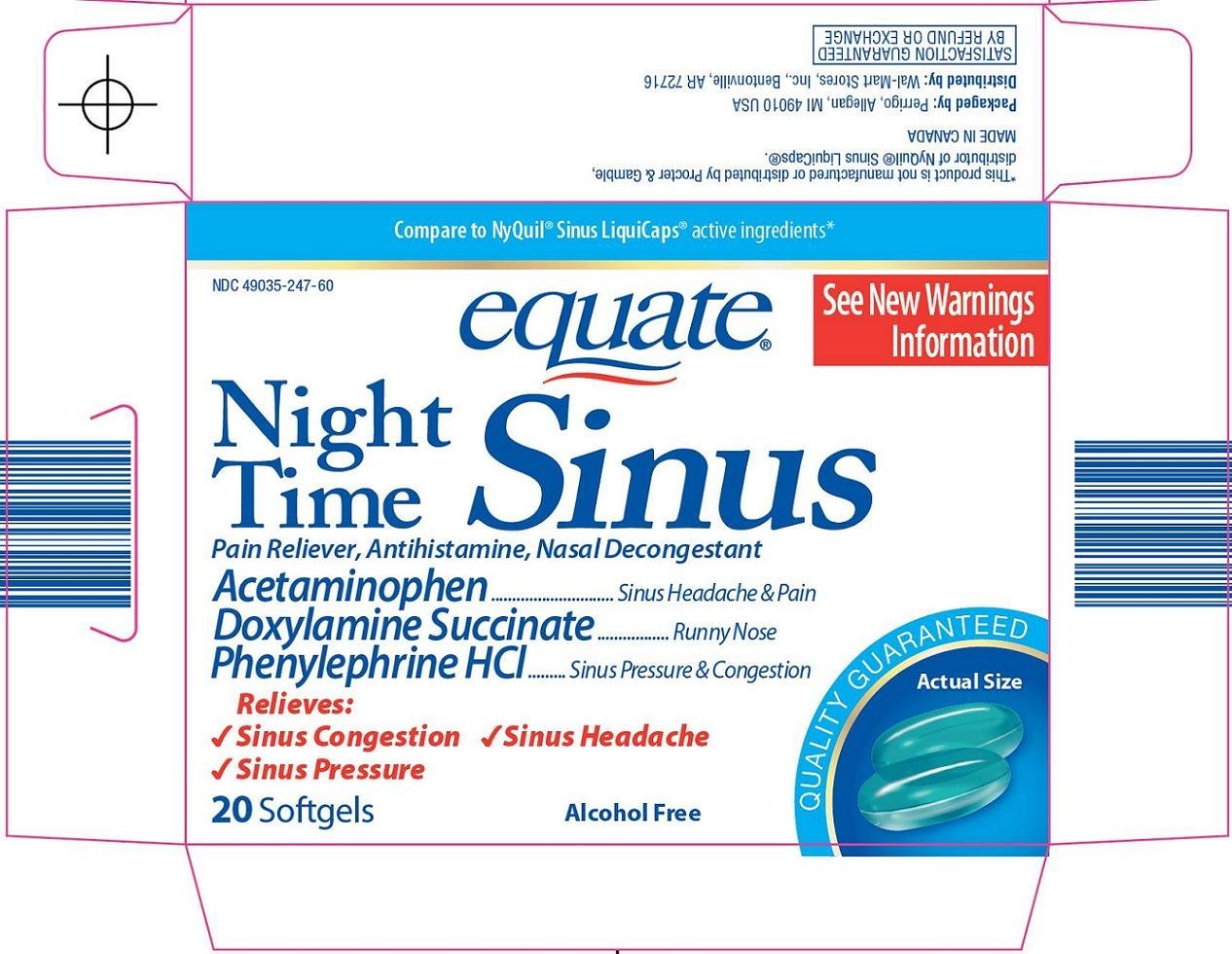 Equate sinus night time (capsule, liquid filled) Wal-Mart Stores Inc