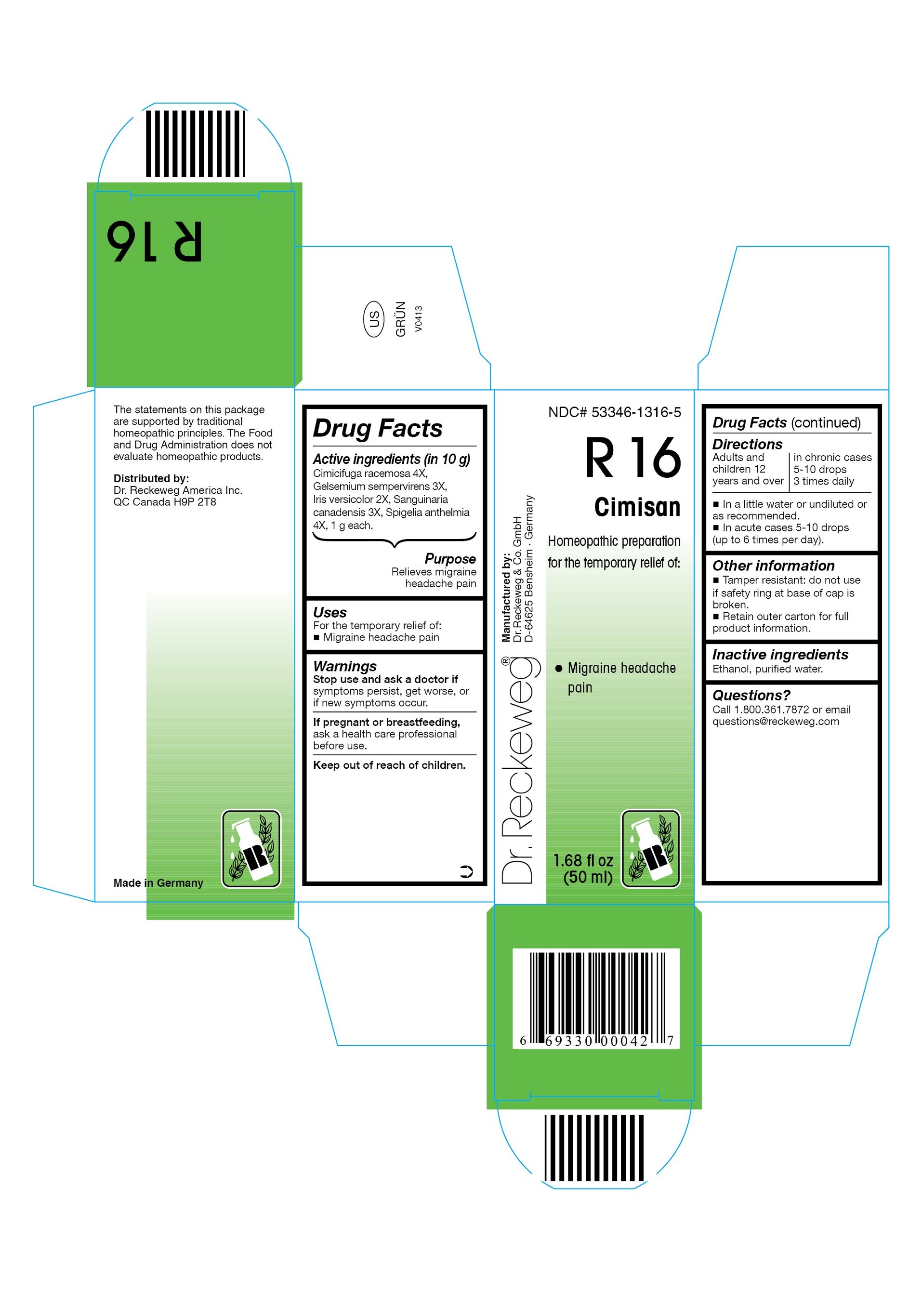 DR. RECKEWEG R16 Cimisan Combination Product (liquid 