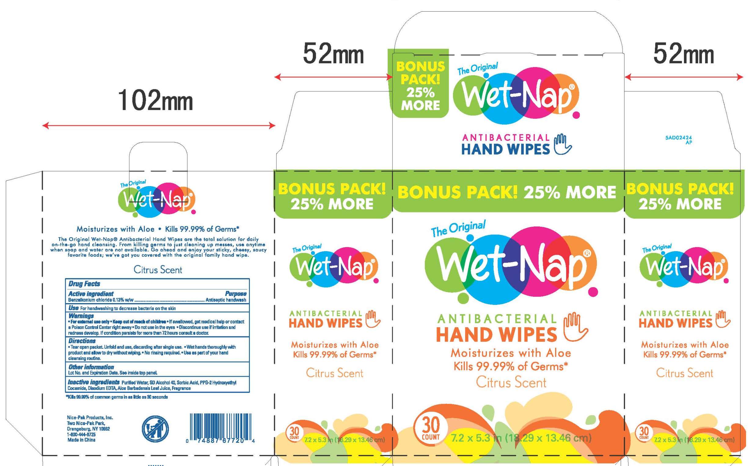 wet nap antibacterial wipes