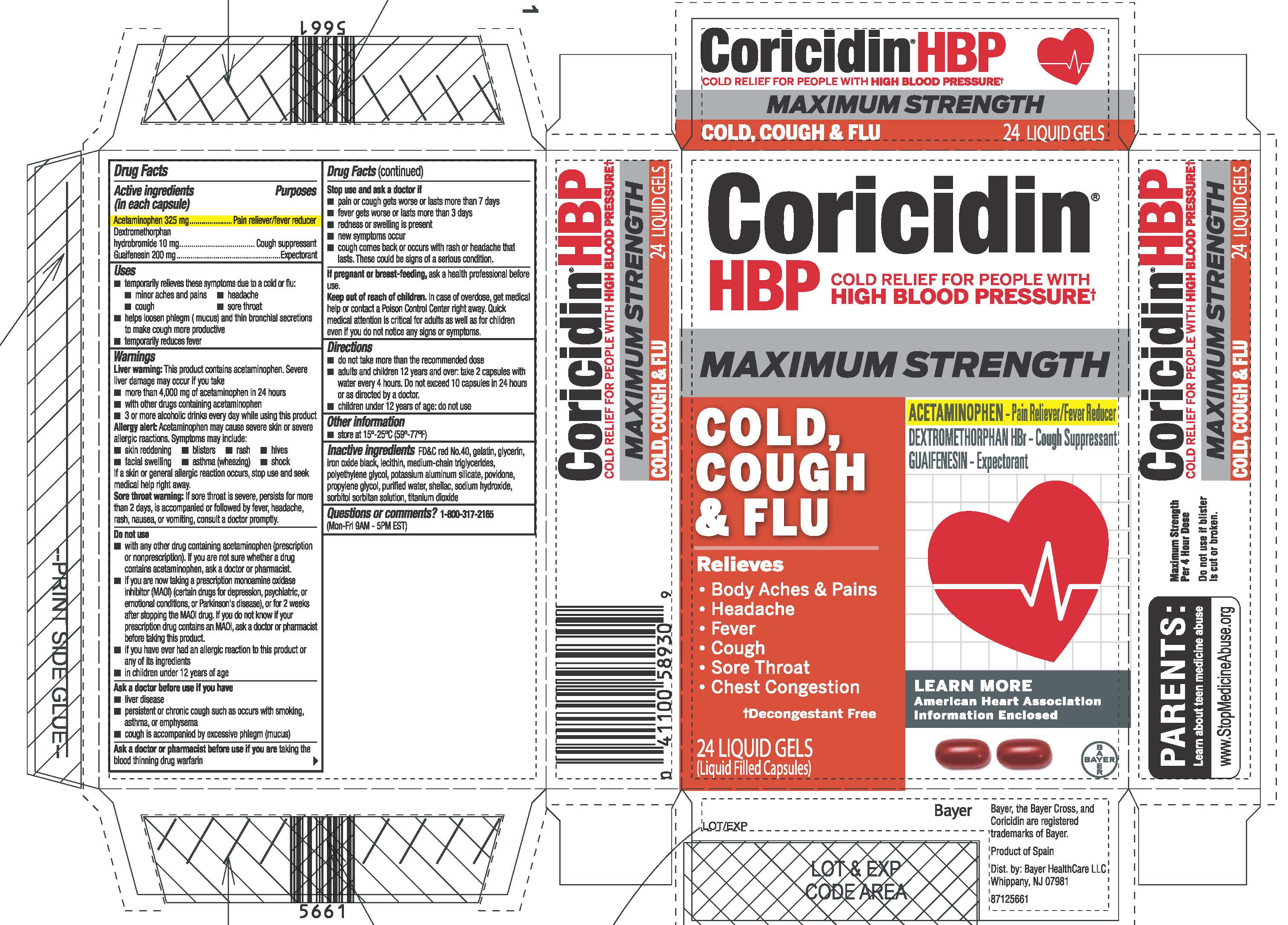 Coricidin Hbp Maximum Strength Cold Cough And Flu Capsule Liquid 4979