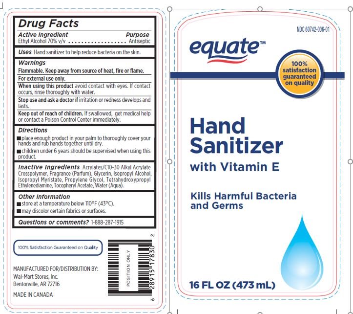 EQUATE HAND SANITIZER (gel) BELVEDERE INTERNATIONAL INC.